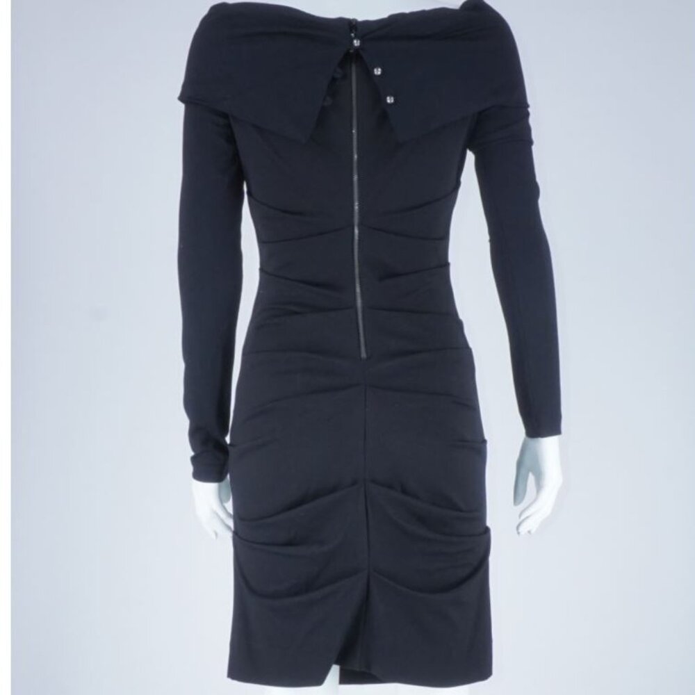 NWT Nicole Miller Artelier Ruched Dress w/ Back Zipper- Black - Picture 5 of 6